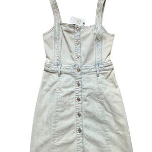 7 For All Mankind Womens Denim Dress Medium Frayed Hem 90s Y2K MUSE Western NWT